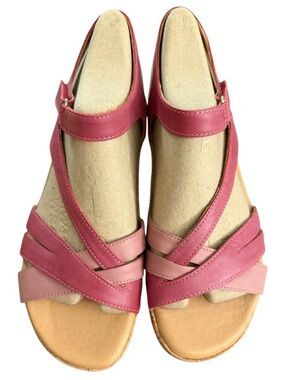 Easy Spirit Lilah SeLilah Womens Pink Leather Strap Sandals Shoes 8.5 Wide